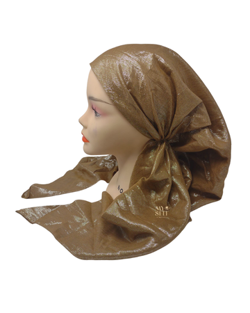 SG CS-01TS Medium Taupe/Silver Metallic Cotton Adjustable Pre-Tied Bandanna myselflingerie.com